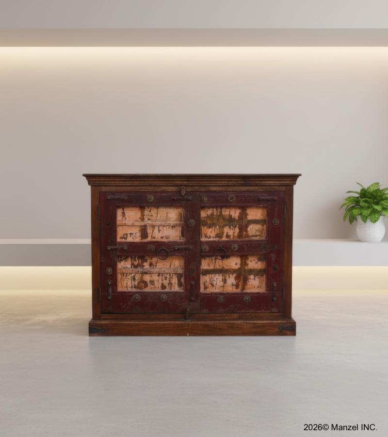 SOLID RECLAIMED WOOD 2 DOOR CABINET REPURPOSED DOORS