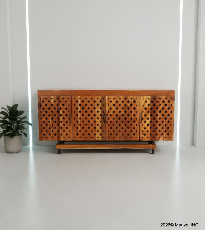  HAND CARVED SOLID RECLAIMED TEAK WOOD SIDEBOARD CONSOLE