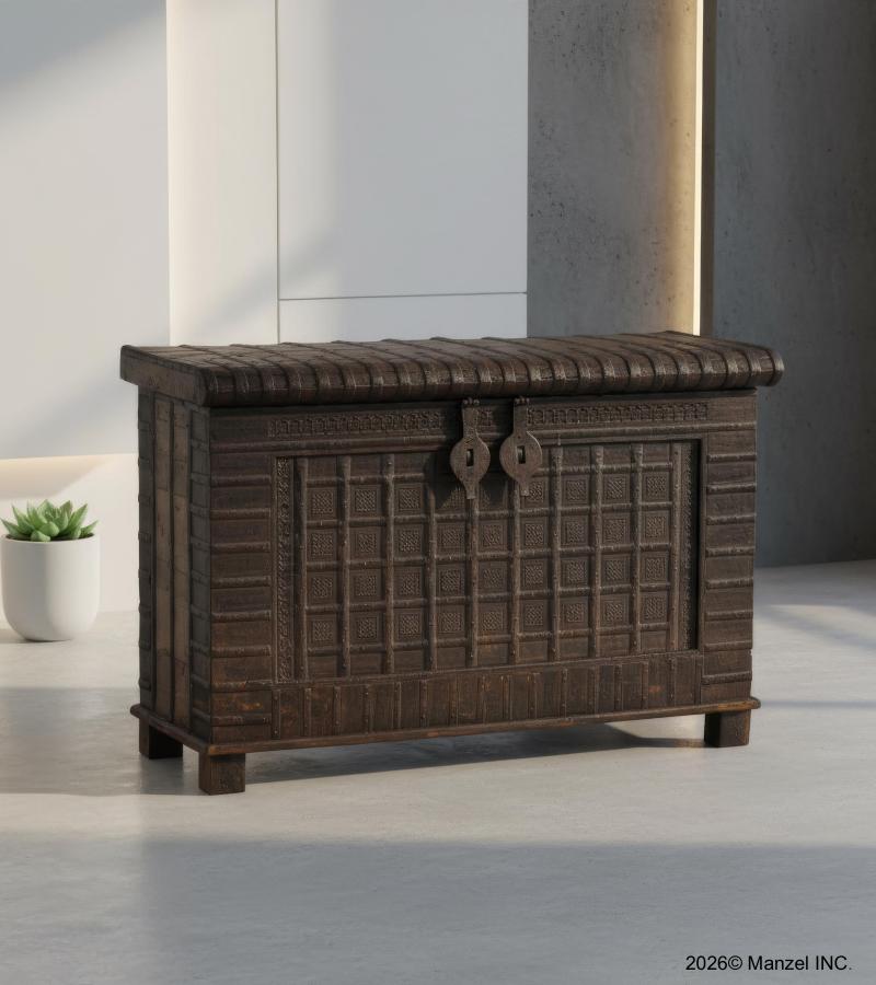 Unique Wood + Metal Indian blanket chest