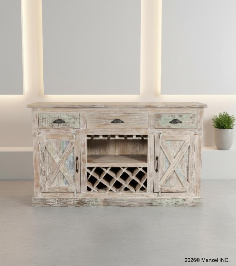SOLID RECLAIMED TEAK WOOD WINE CABINET SIDEBOARD