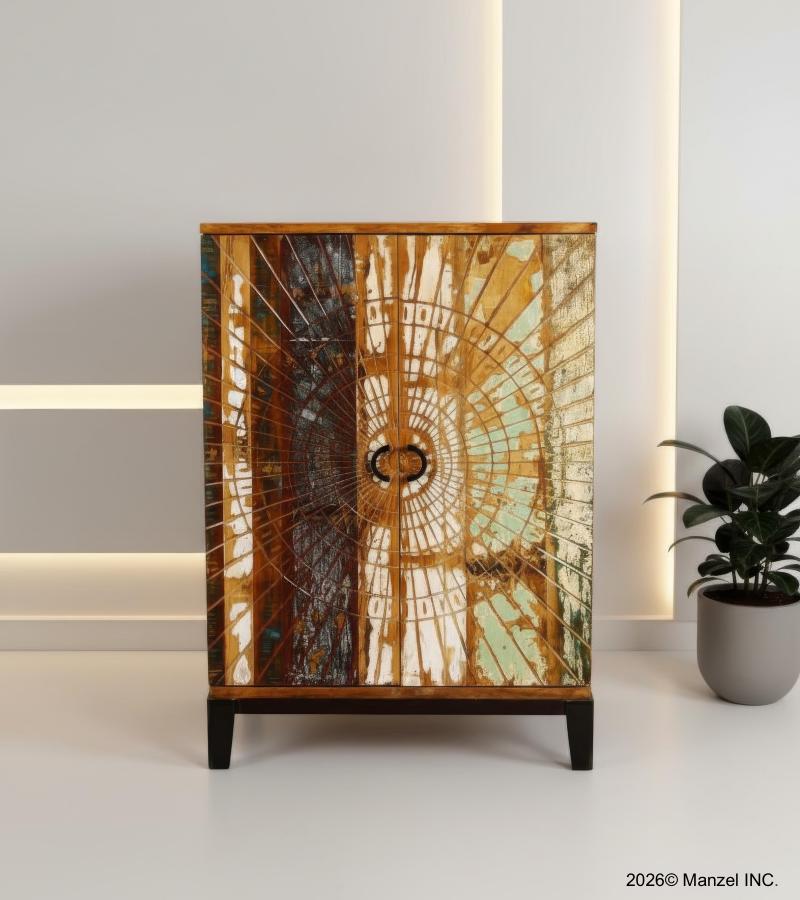 SOLID RECLAIMED TEAK WOOD LIQUOR & WINE CABINET
