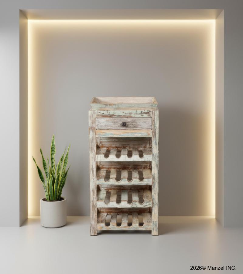 SOLID RECLAIMED TEAK WOOD WINE BAR W/ DRAWER & TRAY
