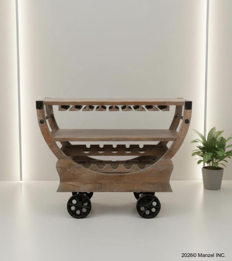 SOLID WOOD BAR TROLLY