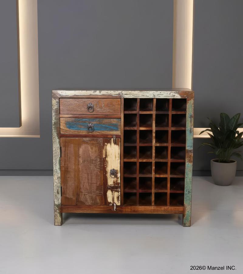SOLID RECLAIMED TEAK WOOD WINE BAR