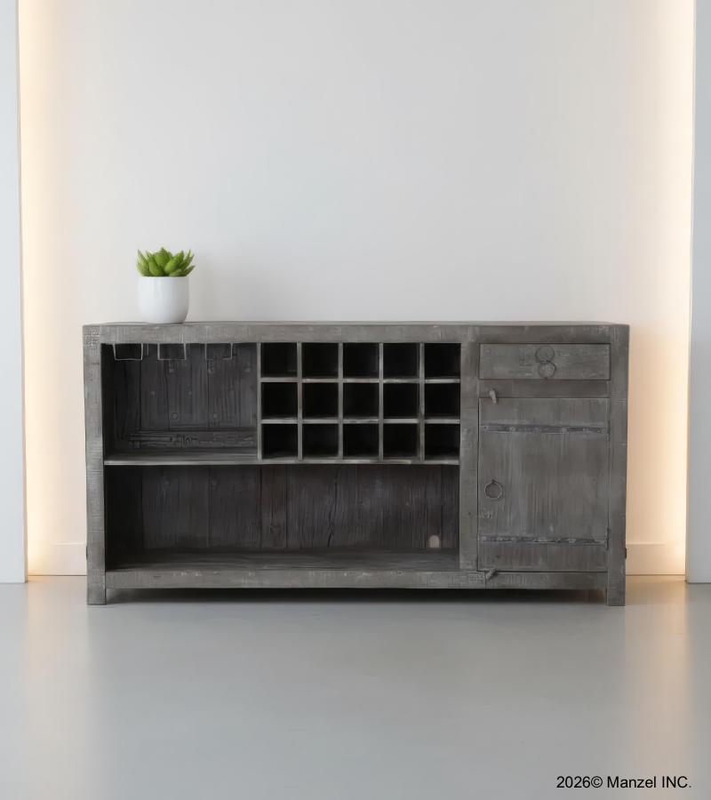 SOLID RECLAIMED TEAK WOOD WINE CABINET