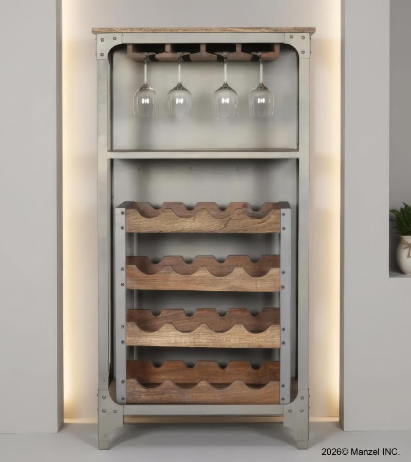 SOLID WOOD & IRON BAR CABINET