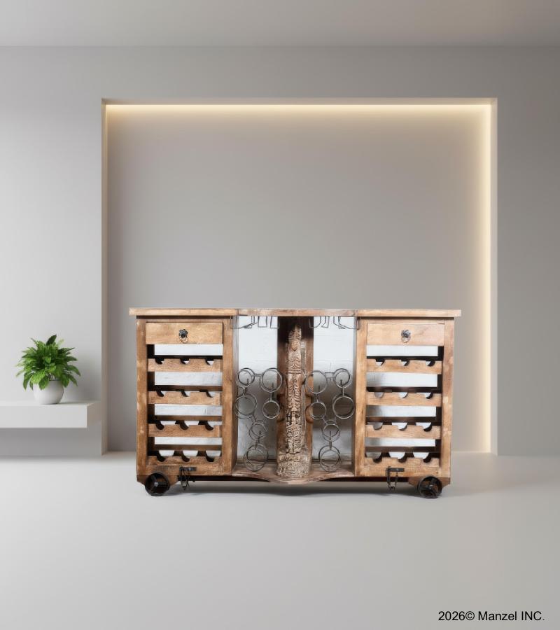 SOLID RECLAIMED TEAK WOOD & IRON BAR
