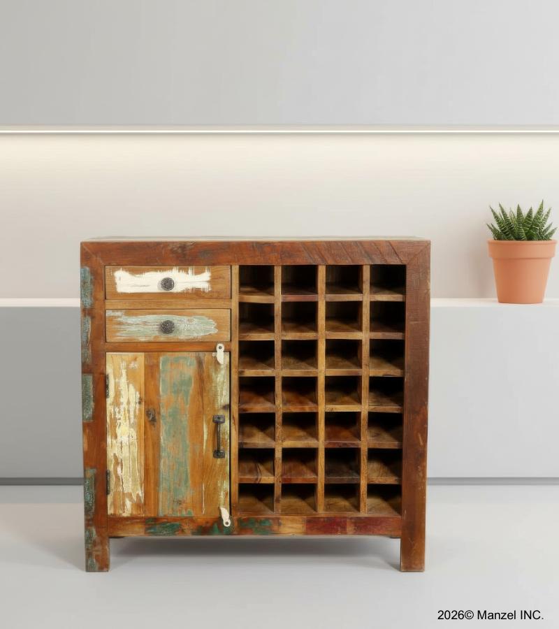 SOLID RECLAIMED TEAK WOOD WINE BAR