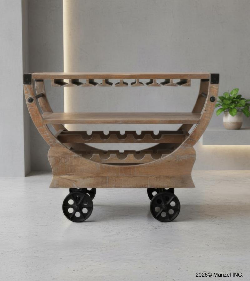 SOLID WOOD BAR TROLLY