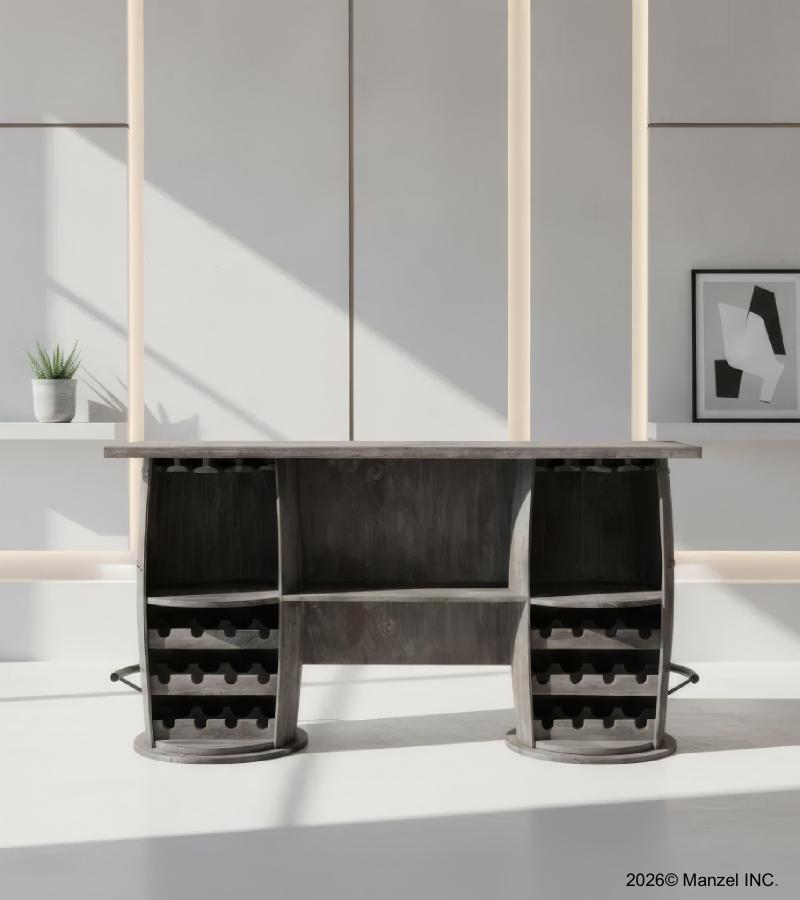 SOLID WOOD DOUBLE BARREL BAR COUNTER