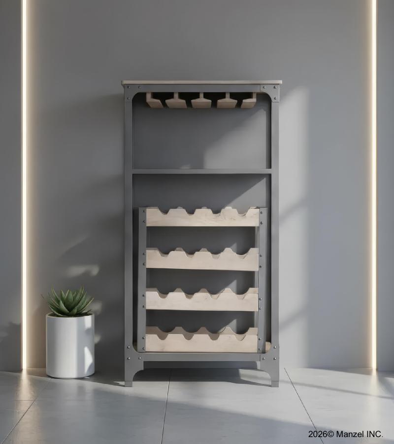 SOLID WOOD &  IRON BAR CABINET