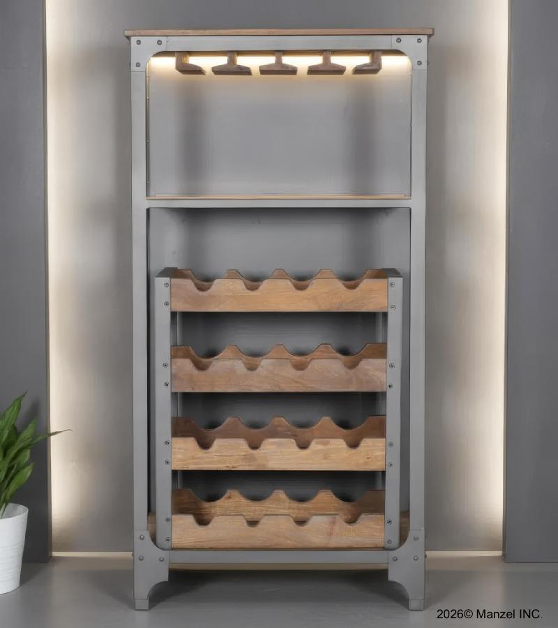 SOLID WOOD & IRON BAR CABINET