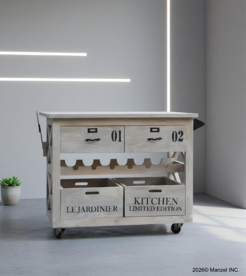 SOLID WOOD WINE BAR KITCHEN TROLLEY