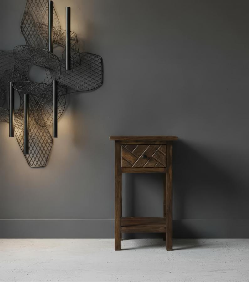 SOLID WOOD & IRON END TABLE