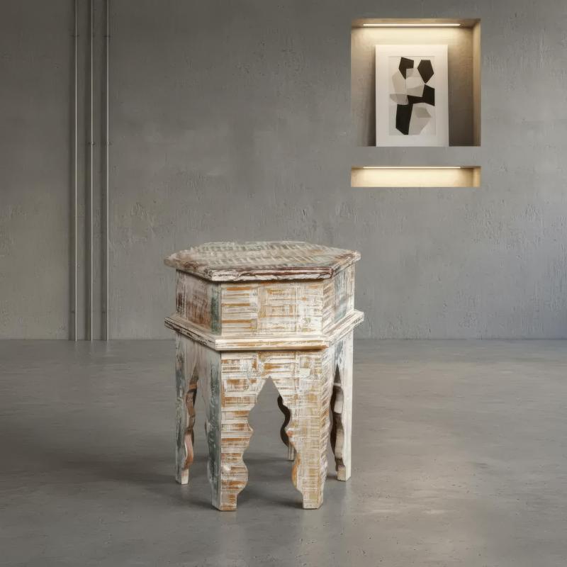 SOLID RECLAIMED TEAK WOOD END TABLE / NIGHTSTAND