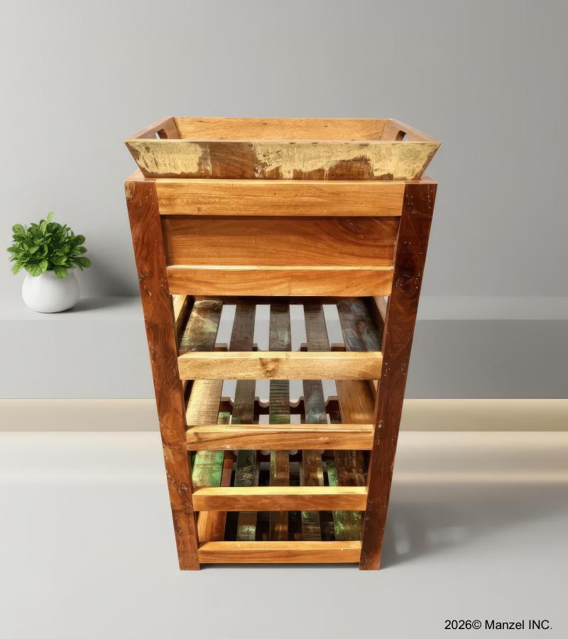 SOLID RECLAIMED TEAK WINE BAR W/ TRAY