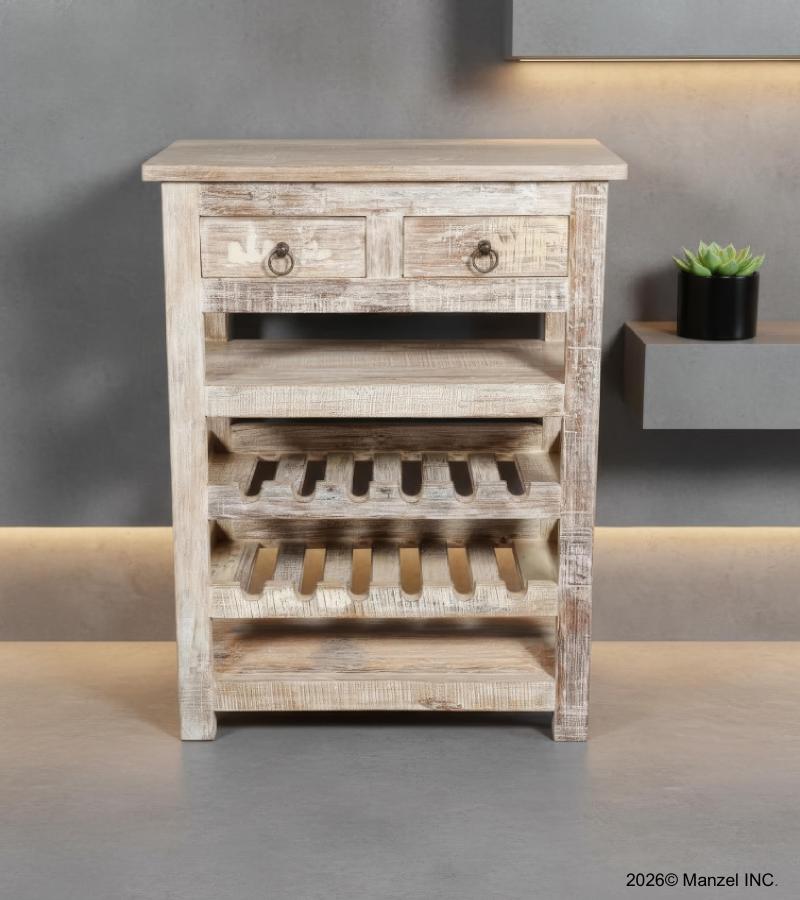 SOLID RECLAIMED TEAK WOOD WINE CABINET