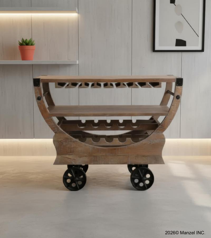 SOLID WOOD BAR TROLLY