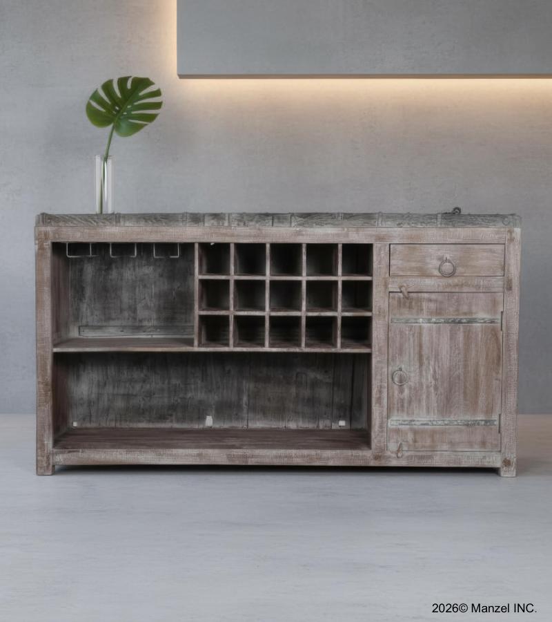SOLID RECLAIMED TEAK WOOD WINE BAR CABINET