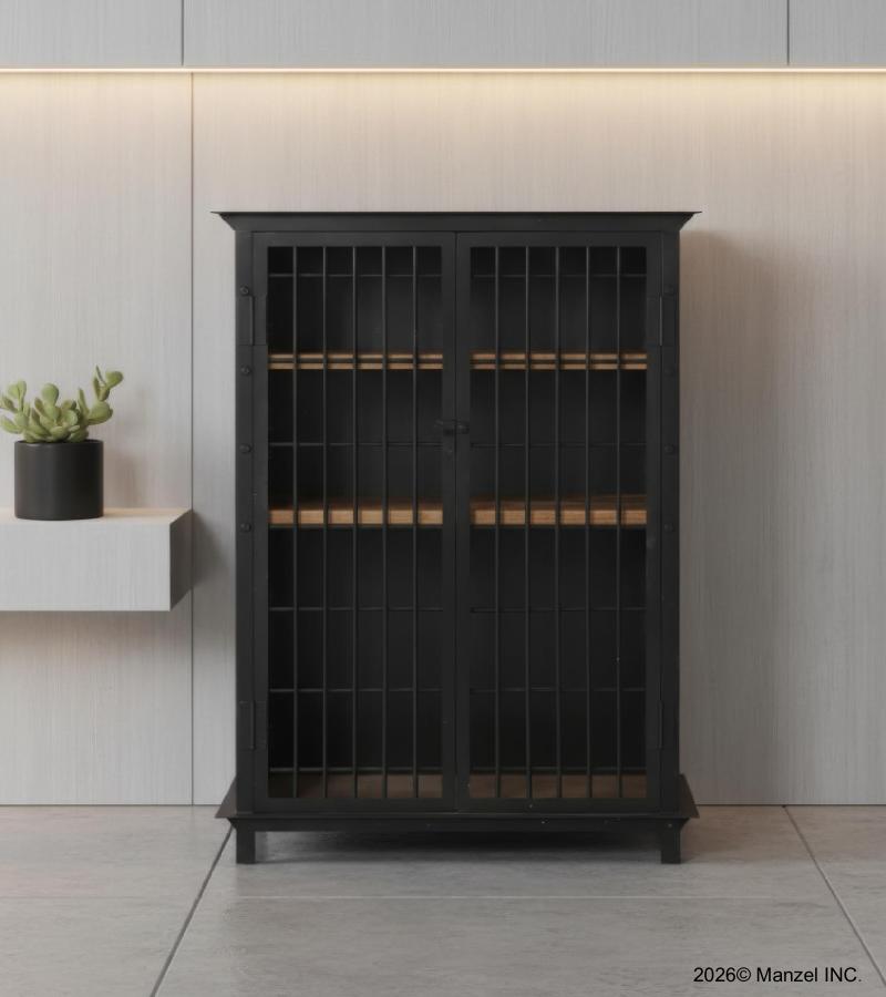 SOLID WOOD & IRON LIQUOR WINE CABINET