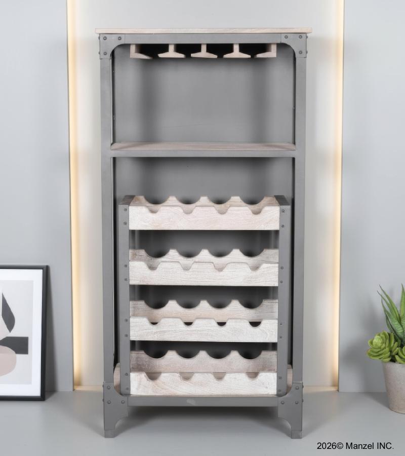 SOLID WOOD & IRON BAR CABINET