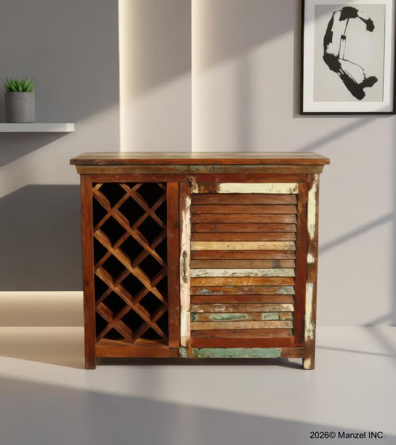SOLID RECLAIMED TEAK WOOD WINE LIQUOR BAR