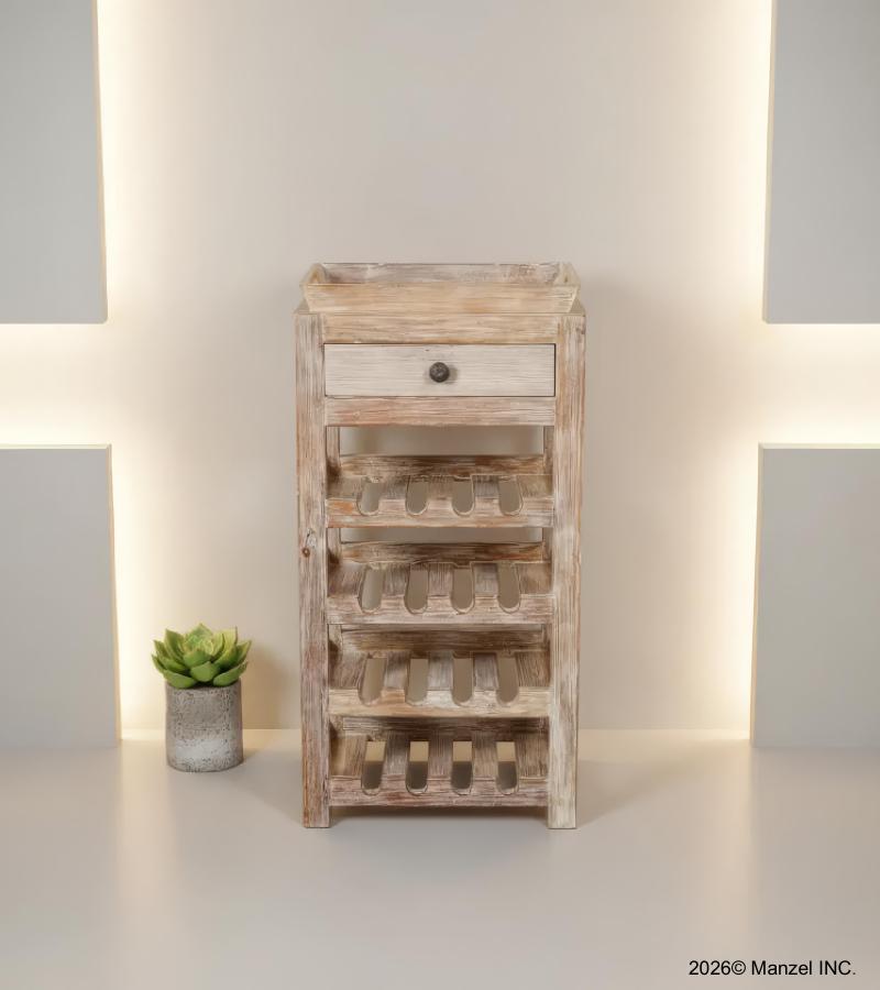 SOLID RECLAIMED TEAK WOOD WINE BAR W/ DRAWER & TRAY