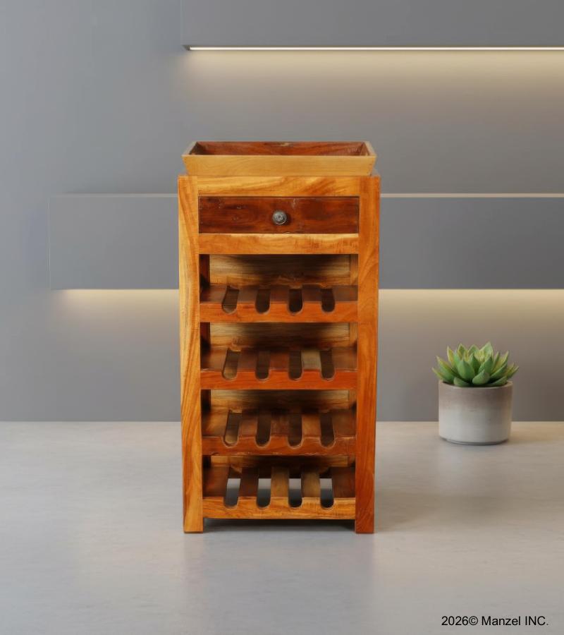 SOLID RECLAIMED TEAK WOOD WINE BAR W/ DRAWER & TRAY