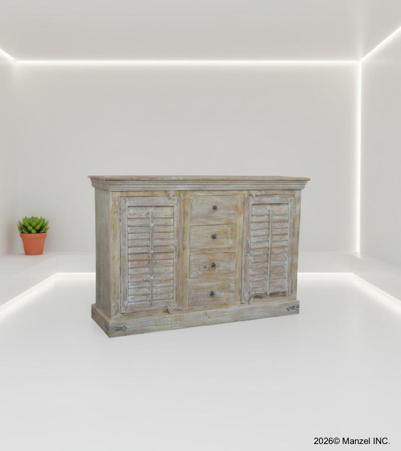 SOLID RECLAIMED TEAK WOOD SIDEBOARD SERVER CONSOLE WITH 2 DOORS & 4 DRAWERS