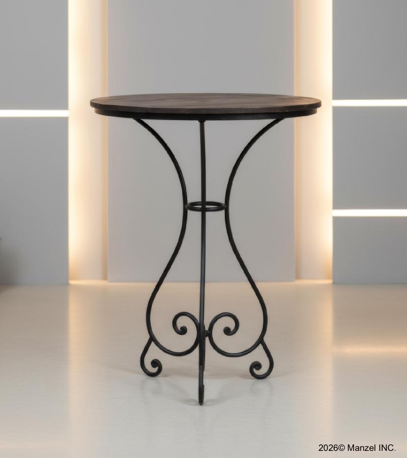 IRON & SOLID WOOD BAR HEIGHT TABLE