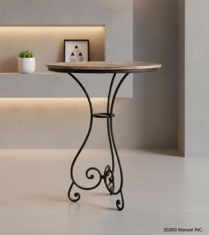 SOLID WOOD IRON ROUND TABLE