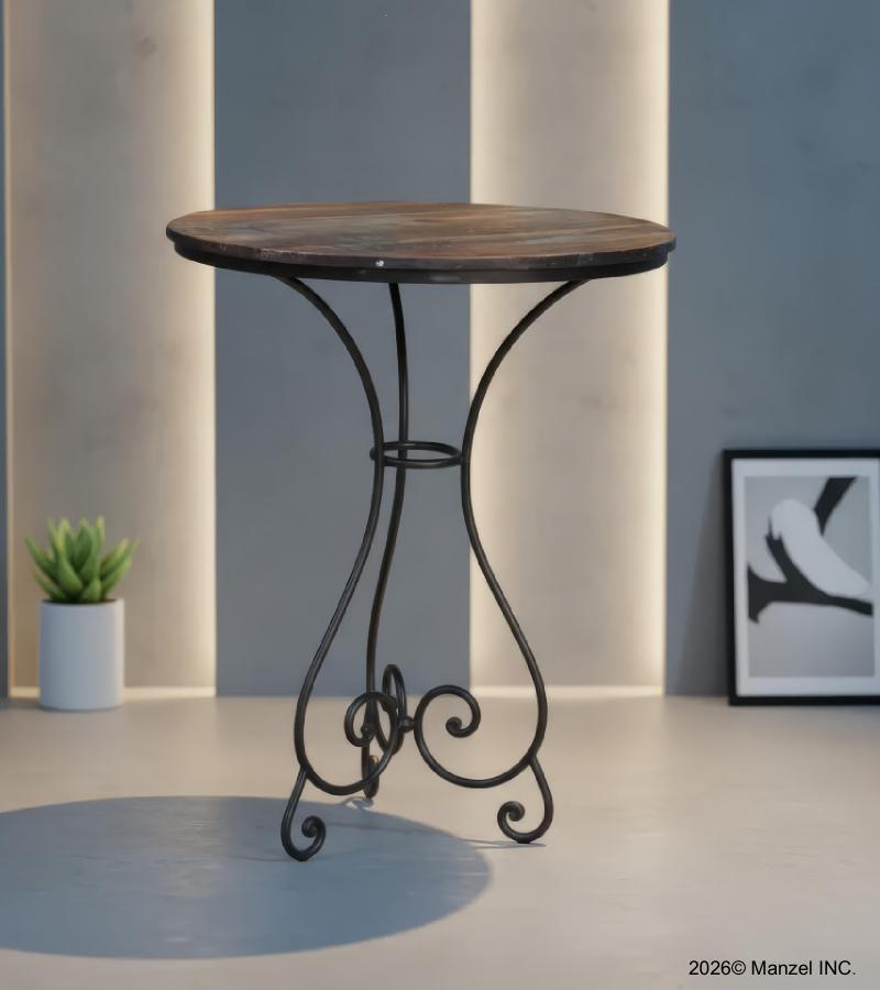 Solid Wood & Iron Round Table