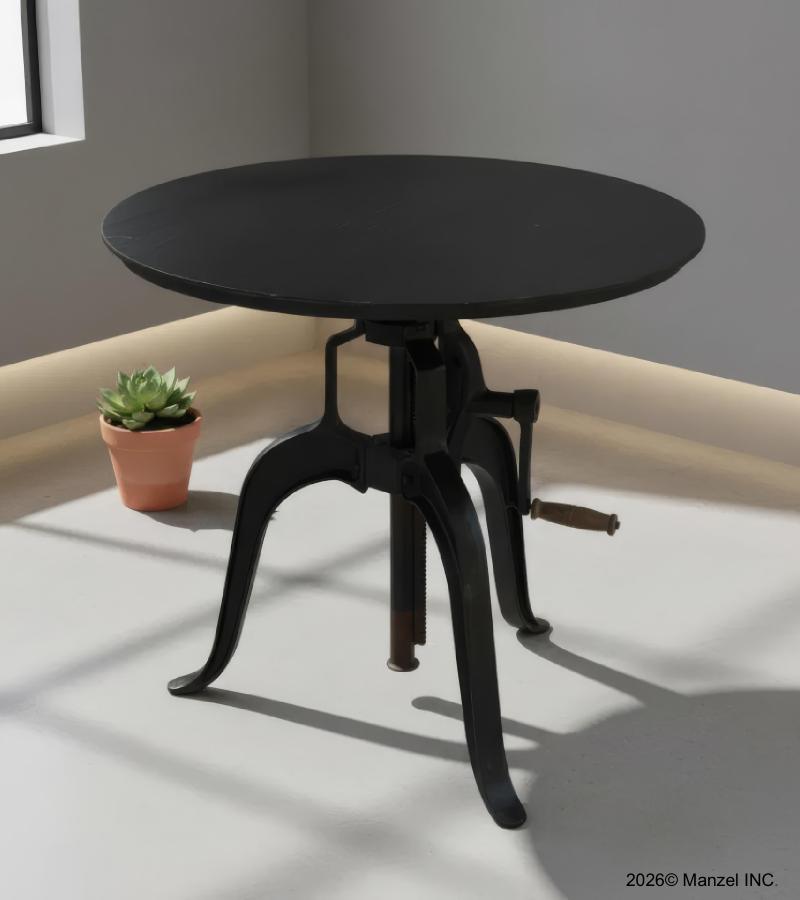 ADJUSTABLE HEIGHT IRON CRACK ROUND TABLE