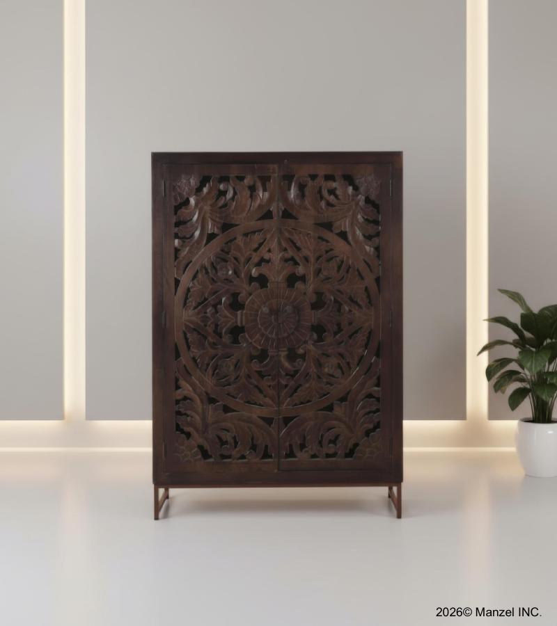 SOLID WOOD HAND CARVED 2 DOOR cabinet