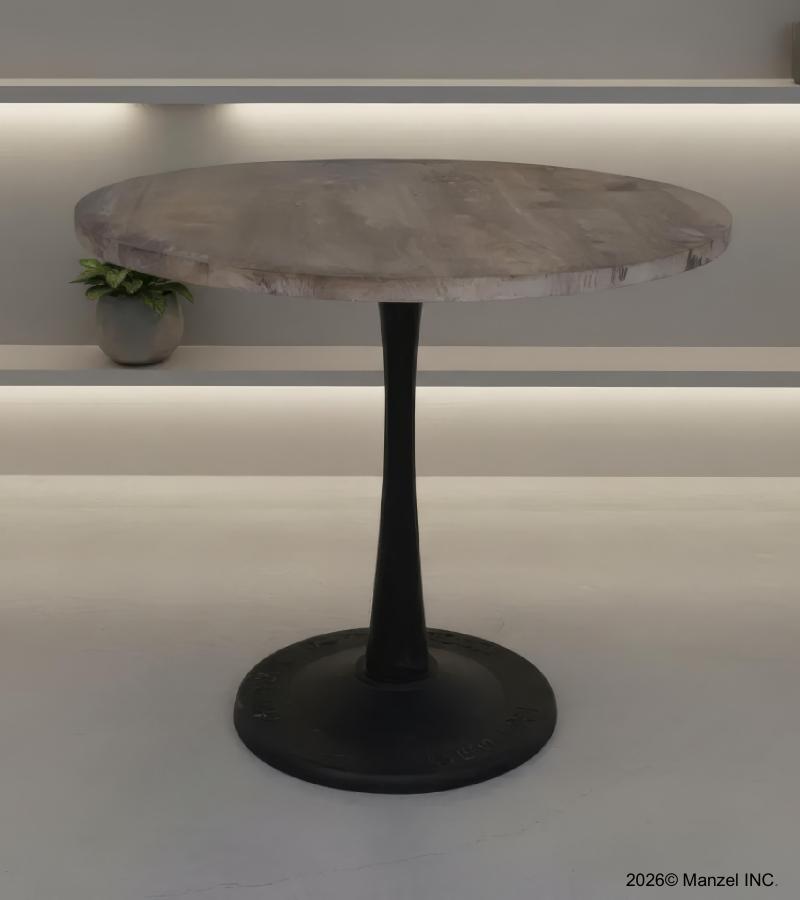 ROUND SOLID WOOD TOP & IRON BASE TABLE