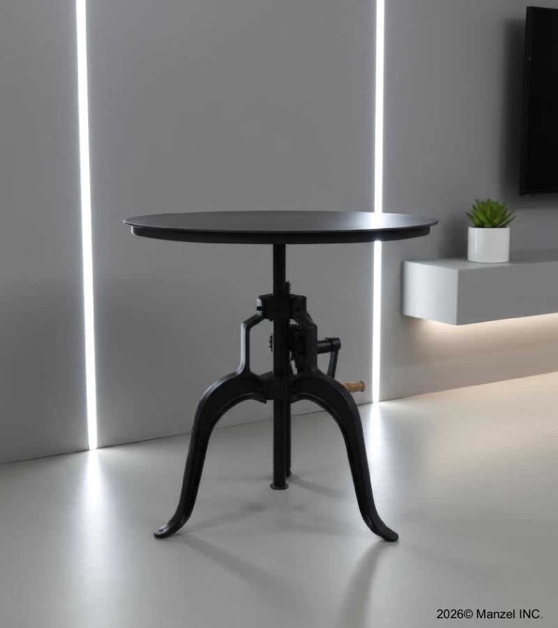 ADJUSTABLE HEIGHT IRON CRACK ROUND TABLE