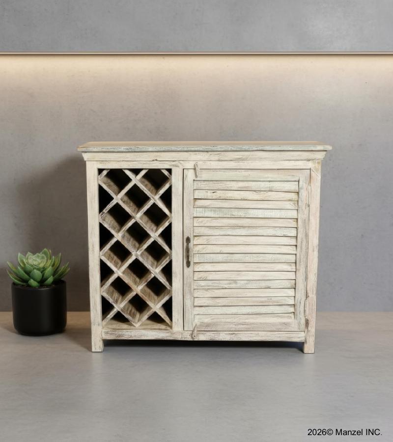 SOLID RECLAIMED TEAK WOOD WINE BAR W/ CABINET