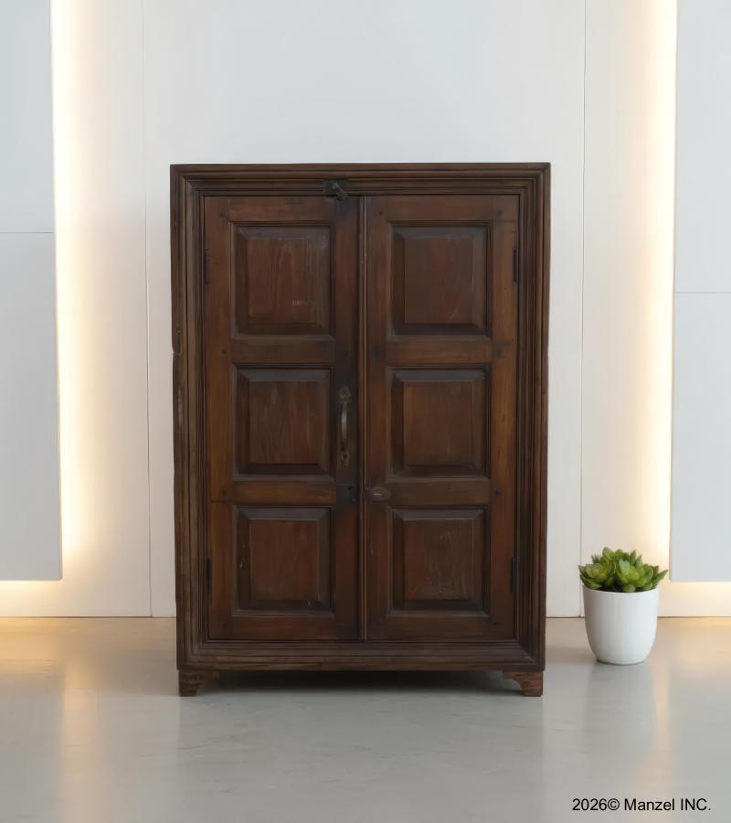 VINTAGE SOLID RECLAIMED TEAK WOOD CABINET W/ SHELVES