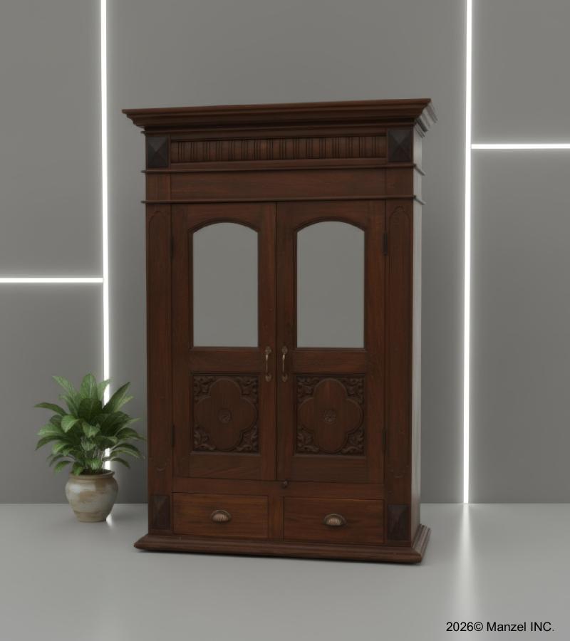 RECLAIMED WOOD & TEAK DECORATIVE DISPLAY STORAGE CABINET