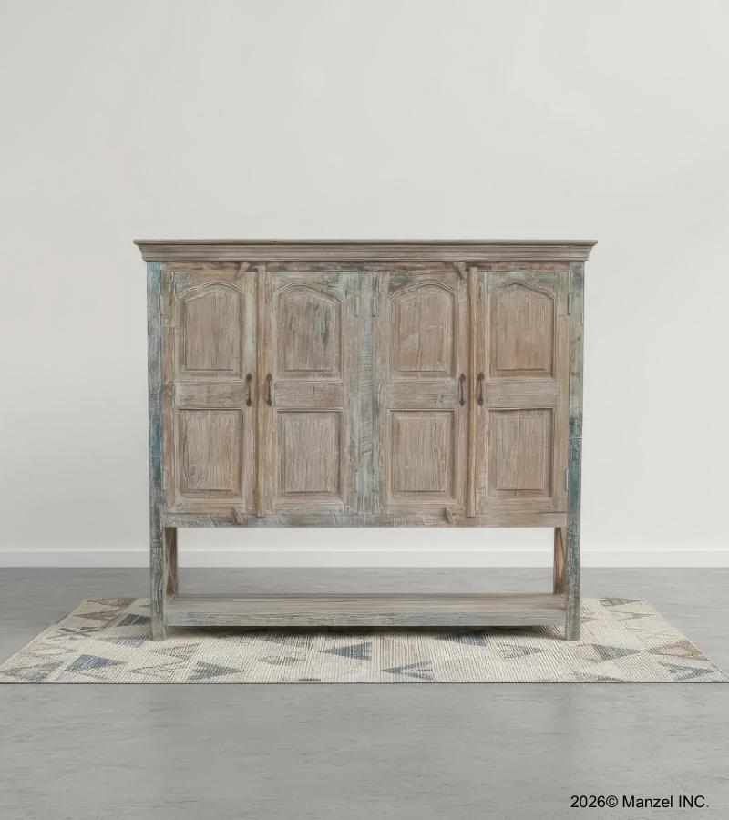 SOLID RECLAIMED TEAK WOOD 4 DOOR CABINET 