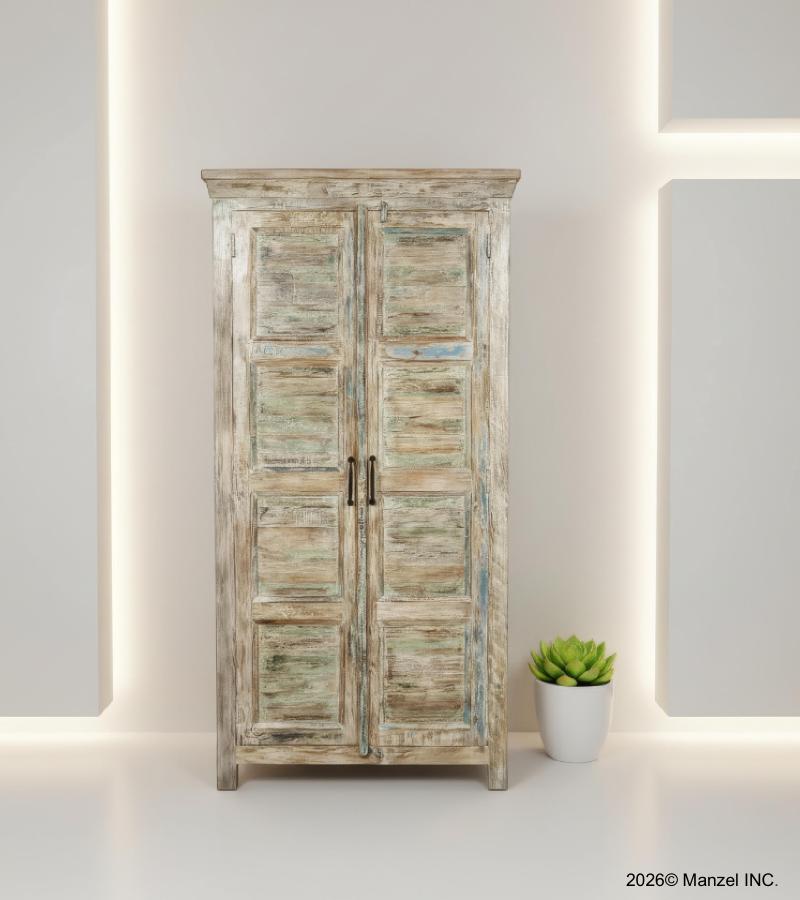 2 DOOR SOLID RECLAIMED TEAK WOOD CABINET