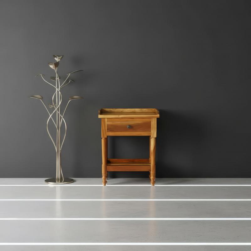 WOODEN 1 DRAWER END TABLE