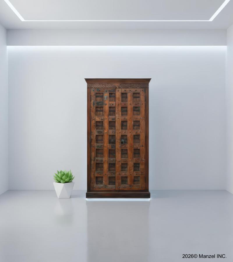 VINTAGE RECLAIMED DECORATIVE DOORS TEAK CABINET