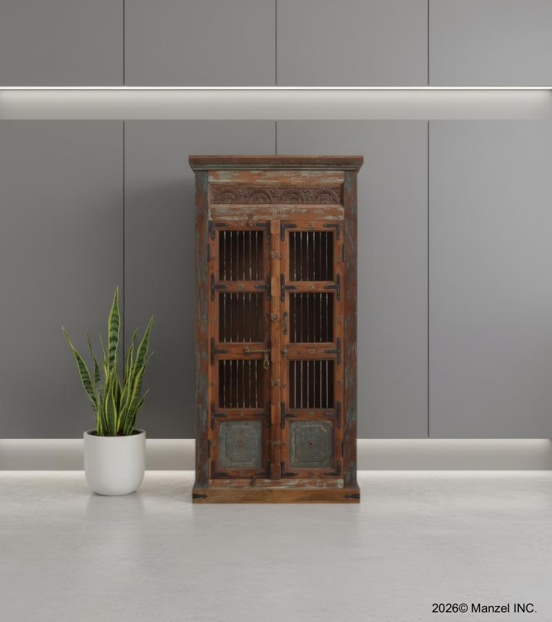 RECLAIMED TEAK WOOD & IRON CABINET