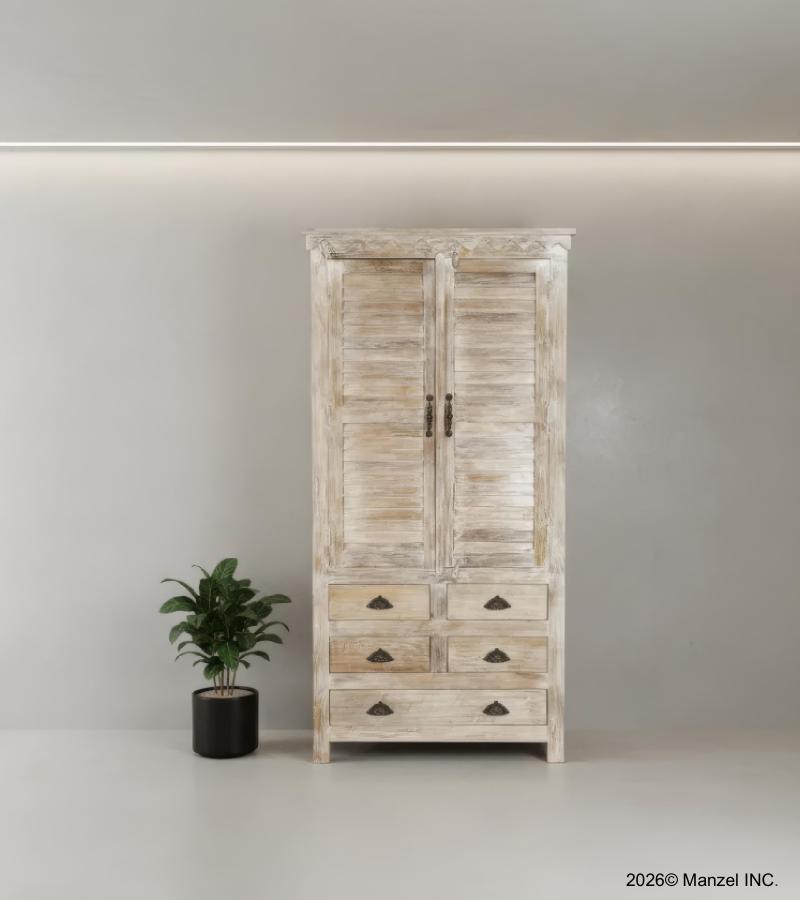 SOLID RECLAIMED TEAK WOOD Wardrobe w/ Shelves + Drawers