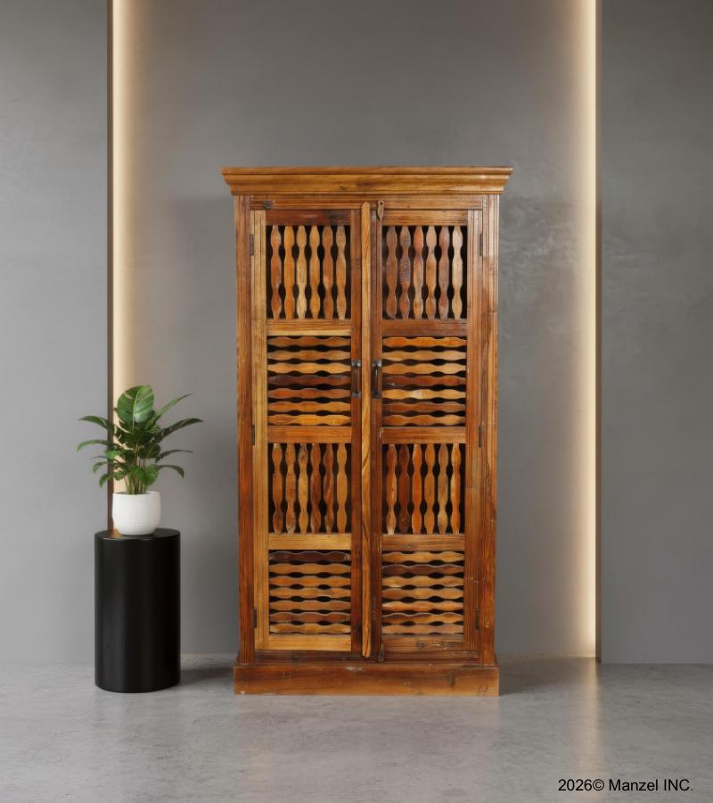 2 DOOR SOLID RECLAIMED TEAK WOOD CABINET