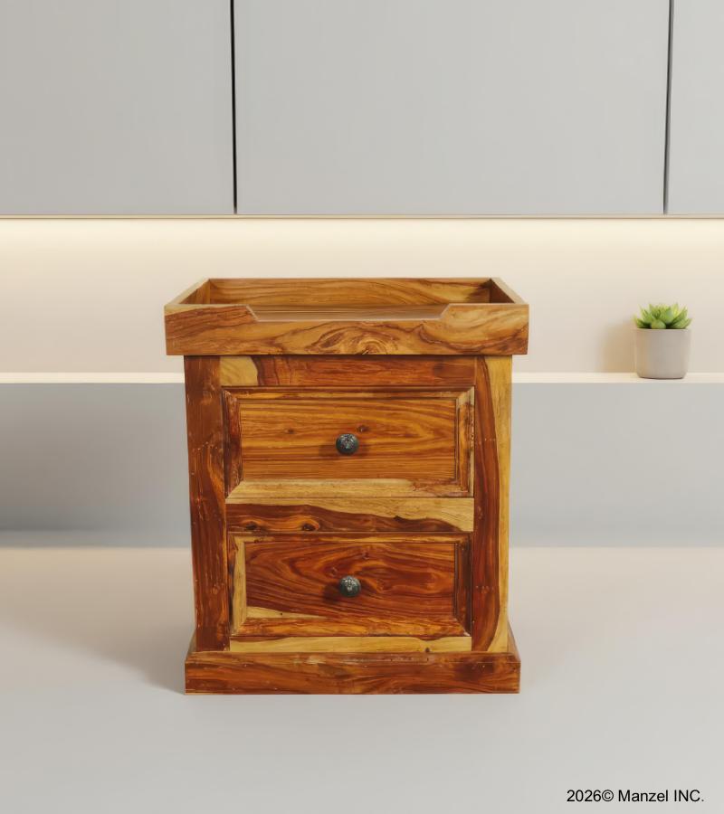 SOLID ROSEWOOD NIGHTSTAND W/ TRAY TOP END TABLE
