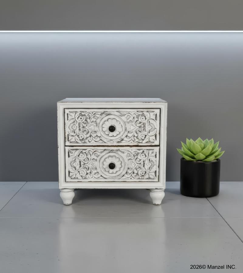 HAND CARVED SOLID TEAK WOOD SIDETABLE END TABLE