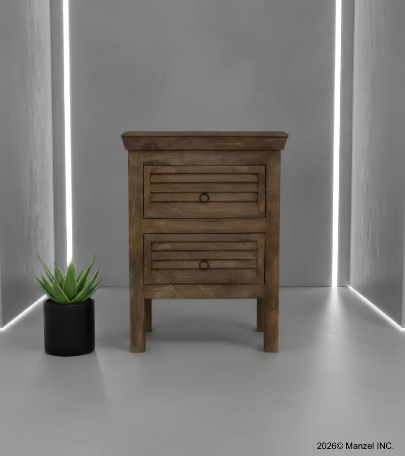 SOLID WOOD 2 DRAWER END TABLE / NIGHTSTAND