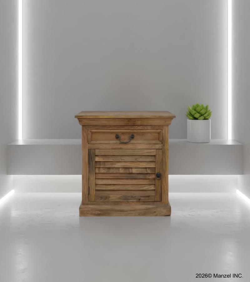 SOLID WOOD END TABLE / NIGHTSTAND W/ 1 DRAWER & 1 DOOR